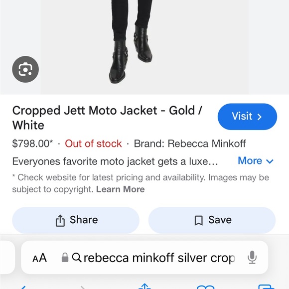 REBECCA MINKOFF Cropped Jett Moto Jacket - Silver - Picture 4 of 13